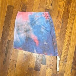 Fiorucci Blue Pink Tie Front Mini Skirt